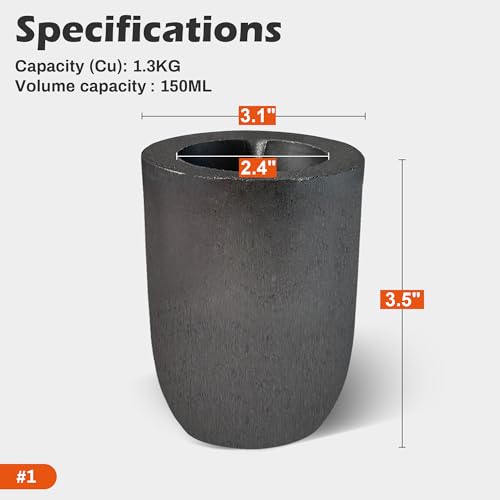 Molten Masters #1-1.3KG Premium Black Silicon Carbide Graphite Crucibles Cup Furnace Torch Melting Casting Refining for Aluminum, Gold, Silver, Copper, Brass Withstand 1800 ℃/3272℉ - Image 2