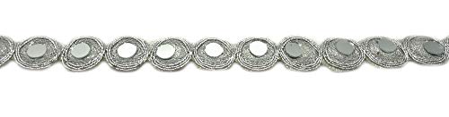 GOELX Round Shiny Mirror Lace 9 Mtr / 9.8 Yards Border for Dresses, Sarees, Suits, Blouses, Dupattas, Bags, Art & Craft - Silver - Image 2