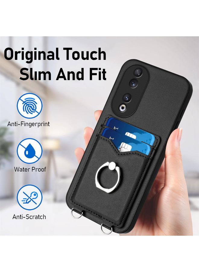 اس-توب جراب هاتف Honor 90 R20 مع حامل بطاقات وحلقة حبلية - Image 5