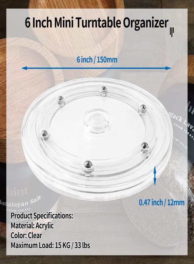Bivethoi 6 Inch Mini Turntable - Clear Rotating Tray, Acrylic Ball Bearing Turntable Plate for Kitchen, Spice Rack, TV, Laptop, Computer Monitor - Image 4