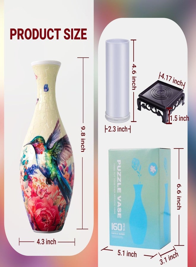 HOTPLACY Hummingbird 3D Puzzle Vase for Adults to Flower Arrangement and Home Decoration Made by 160 Curved Plastic Puzzle Pieces,Great Gift for Mother's Day and Housewarming - Image 2
