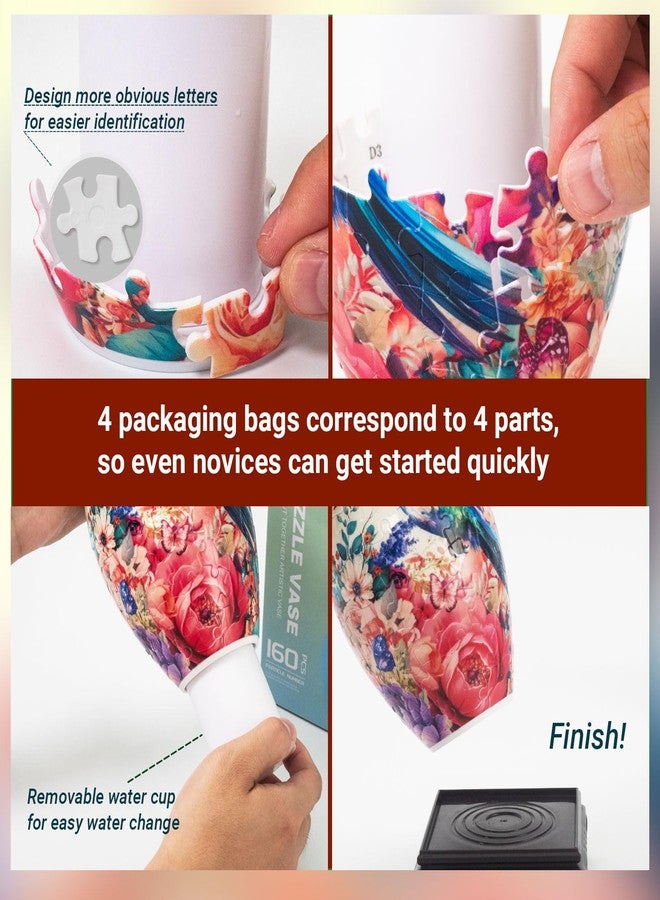 HOTPLACY Hummingbird 3D Puzzle Vase for Adults to Flower Arrangement and Home Decoration Made by 160 Curved Plastic Puzzle Pieces,Great Gift for Mother's Day and Housewarming - Image 4