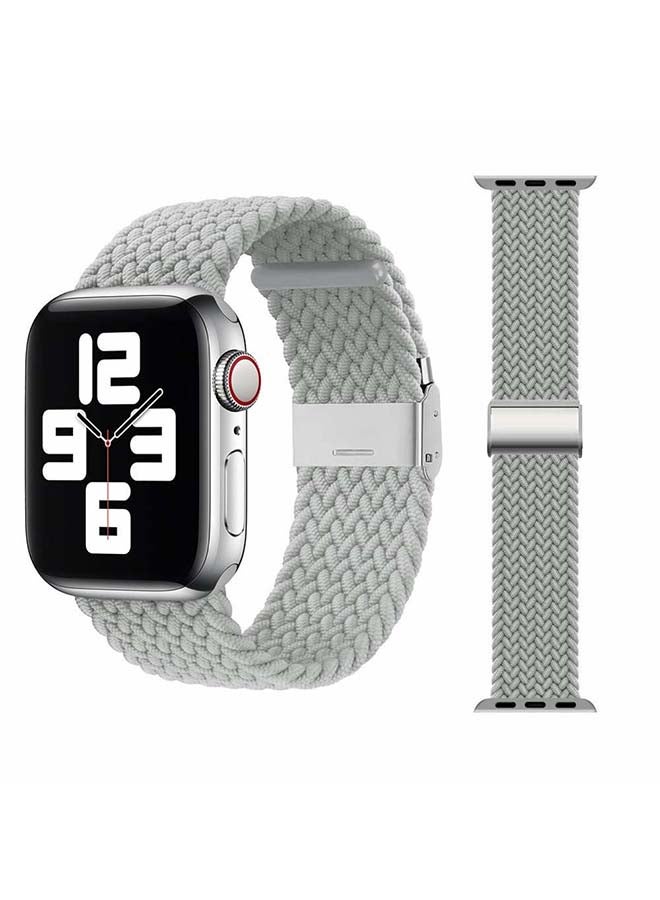 إسكدنيا Adjustable Braided Solo Loop Band For Apple Watch Series 6/SE/5/4/3/2/1 Pearl White - Image 1