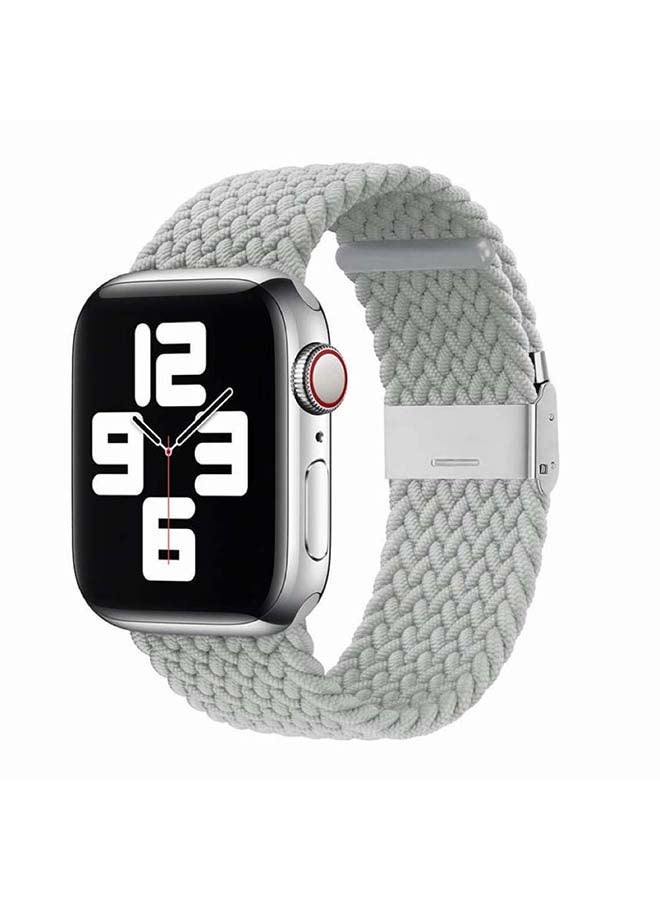 إسكدنيا Adjustable Braided Solo Loop Band For Apple Watch Series 6/SE/5/4/3/2/1 Pearl White - Image 2