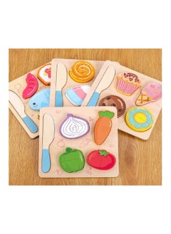 Filly Wooden Simulation Vegetable And Fruit  Puzzle Pieces Cut Happy Young Children's Baby Play House Kitchen Toys(Assorted one item only, Puzzle items are not exhausted in items in pictures)  - Image 2