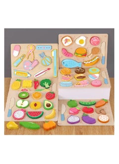Filly Wooden Simulation Vegetable And Fruit  Puzzle Pieces Cut Happy Young Children's Baby Play House Kitchen Toys(Assorted one item only, Puzzle items are not exhausted in items in pictures)  - Image 5