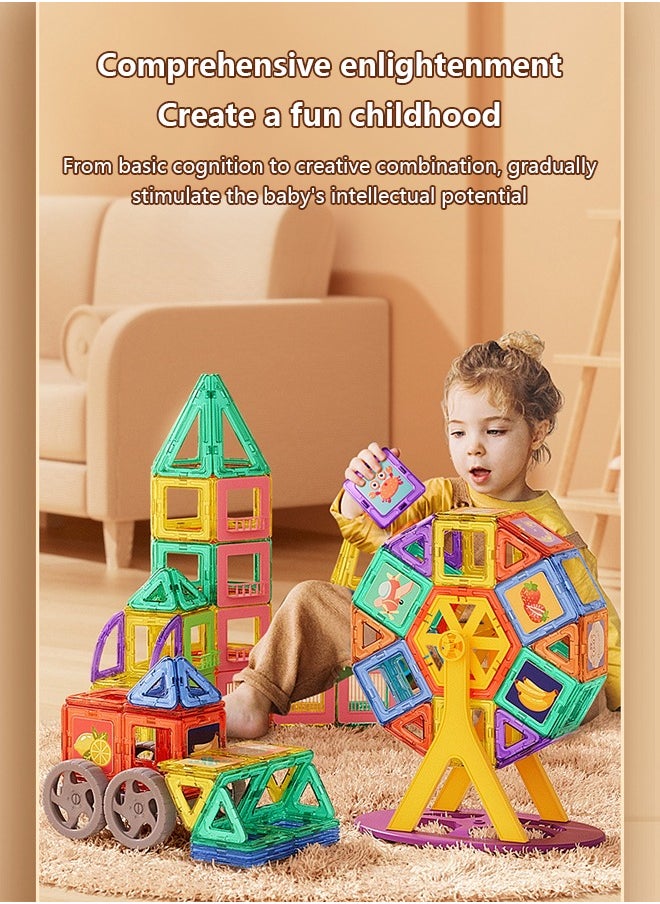 Occuwzz Educational Learning Building Blocks for Kids and Toddlers 60-Piece Construction Magnetic Blocks Toy in Varying Shapes and Colors Set 3D Magnetic Cubes for Kids Stacking Toys Gift for Boys and Girls  - Image 5