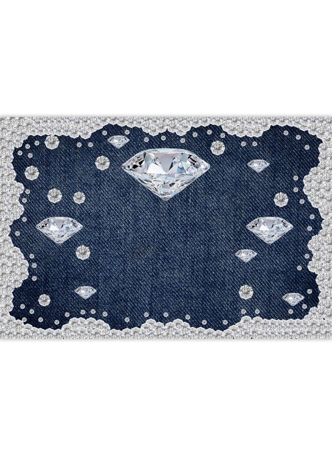 Leowefowa - 7X5Ft Vinyl Denim And Diamond Photo Background Backdrop Blue Jeans Inlaid Rhinestone Background Baby Shower Birthday Party Decorations For Men Women Photoshoot Studio Props - Image 1