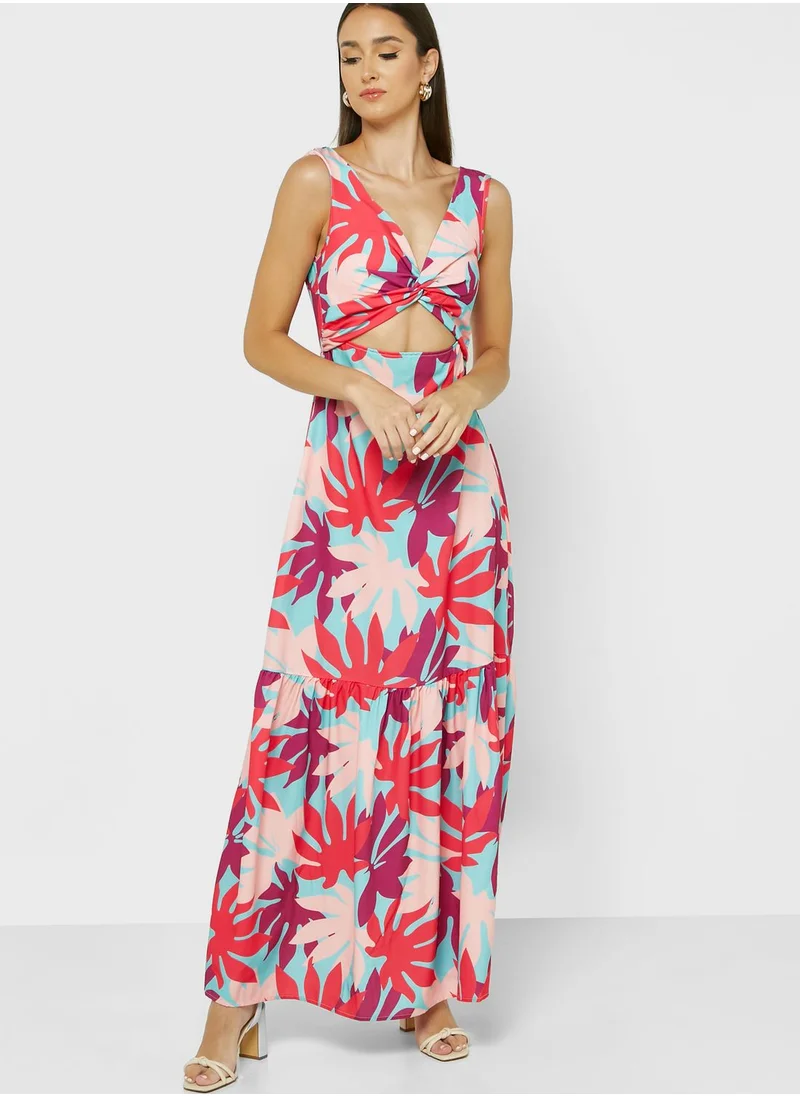 ELLA Printed Dress With Cutout Detail