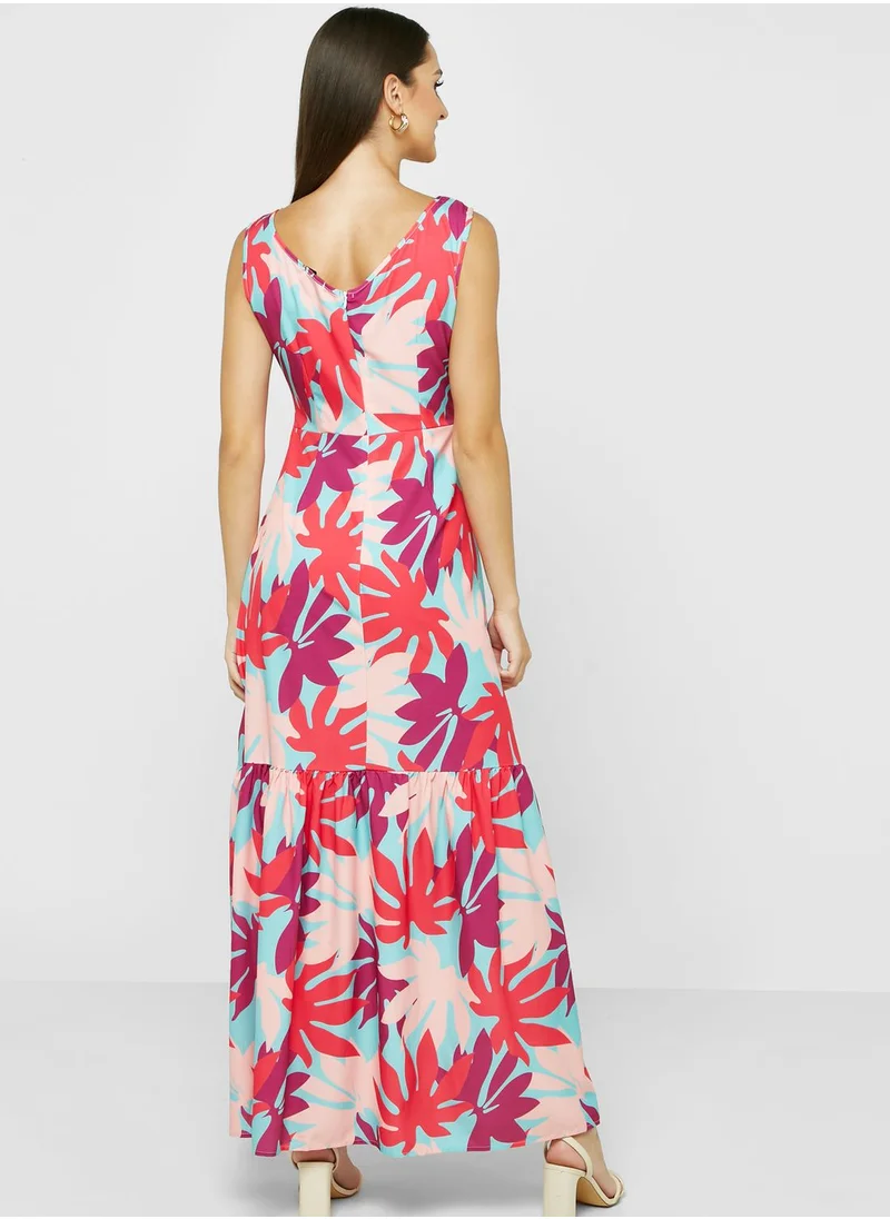 ELLA Printed Dress With Cutout Detail