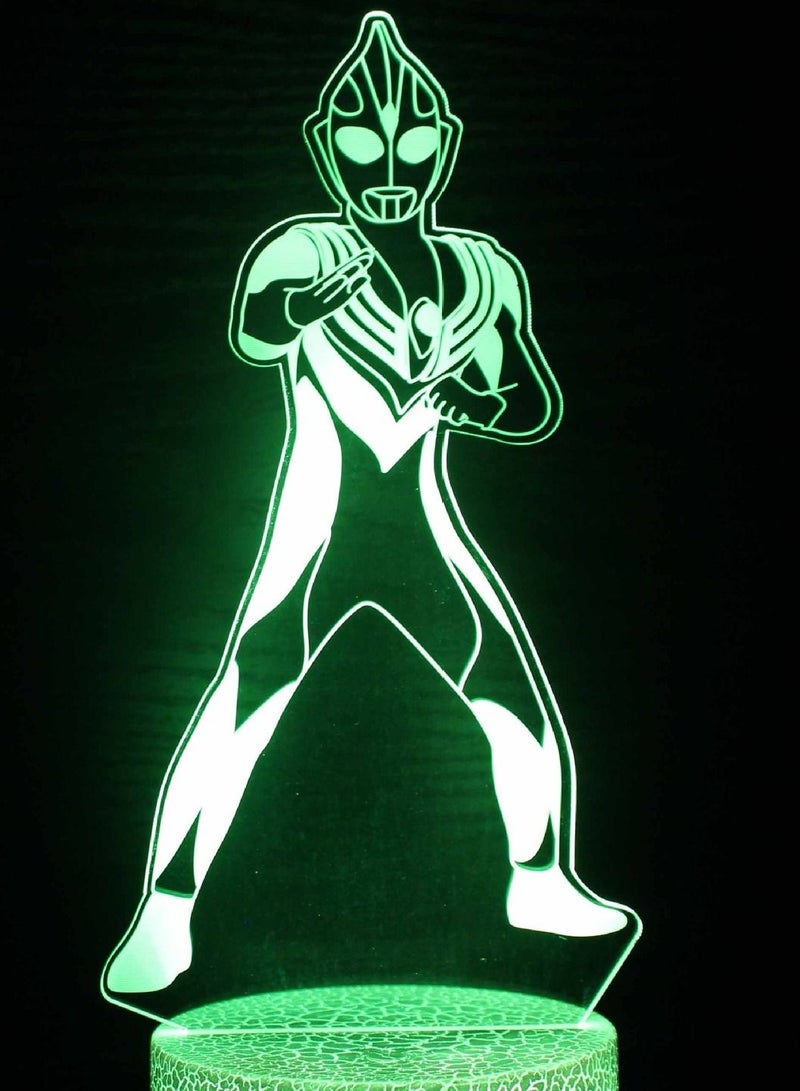 althiqahkey 3D Illusion Ultraman Night Light 16 Color Change Decor Lamp Desk Table Night Light Lamp for Kids Children 17 Color Changing with Remote  - Image 1