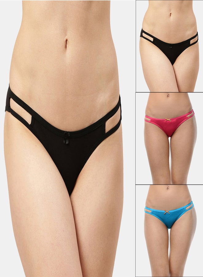 Pack of 3 - Cut-Out Detail Cotton Bikini