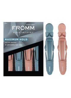 Fromm Professional Gator Hair Clips 45 DoubleSided Teeth for Secure Sectioning on Wet or Dry Hair Soft Matte Finish PinkGreen Pack of 4 