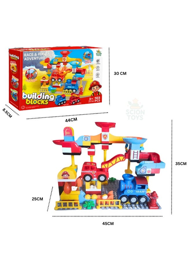 Scion Toys Premium Marble Run Slide Building Blocks for 3+ year old kids, 103 Piece Big Blocks Toy Set – Educational STEM Toy Bricks Set Kids Race Track, Bulk Bricks Set for Boys Girls Toddler Birthday Gifts UAE - Image 3