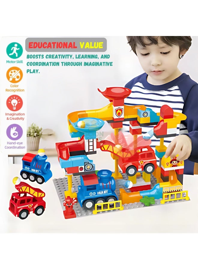 Scion Toys Premium Marble Run Slide Building Blocks for 3+ year old kids, 103 Piece Big Blocks Toy Set – Educational STEM Toy Bricks Set Kids Race Track, Bulk Bricks Set for Boys Girls Toddler Birthday Gifts UAE - Image 5