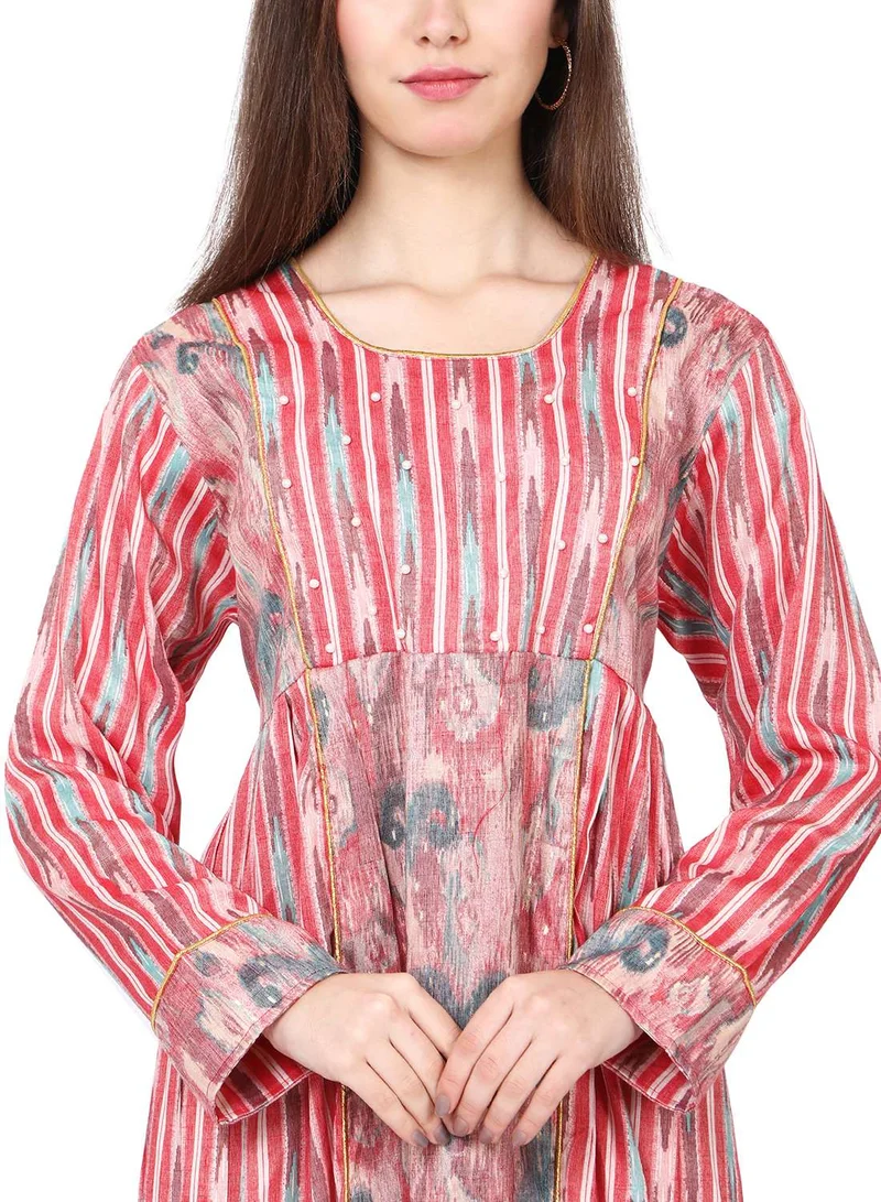 HANA & SARA ELEGANT UNIQUE PRINTED LONG SLEEVE STYLISH ARABIC KAFTAN JALABIYA DRESS