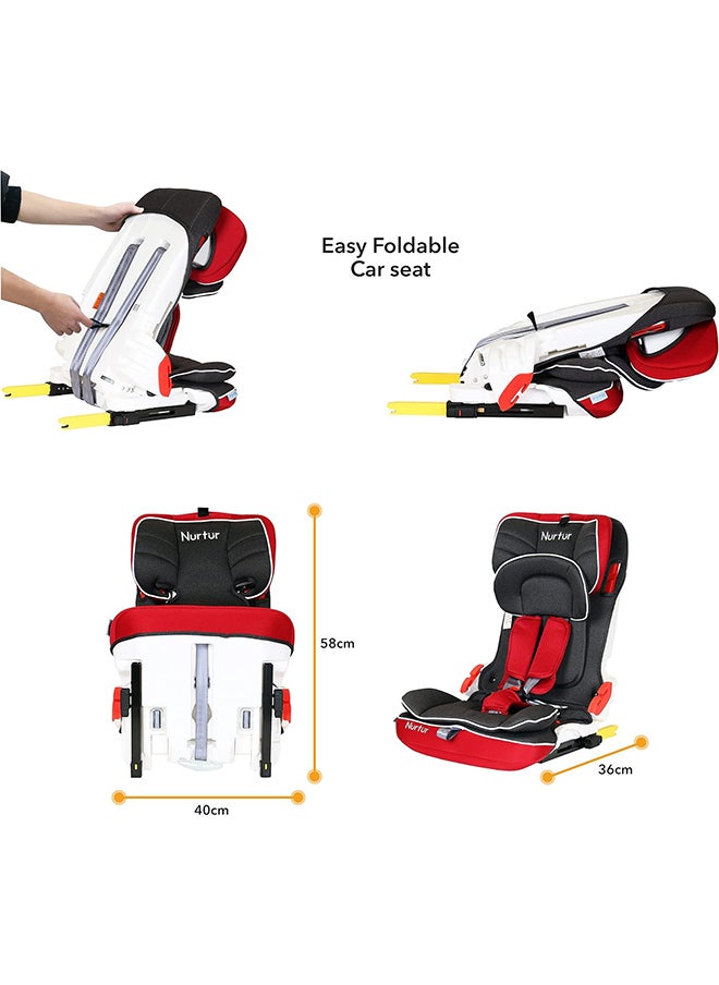 Nurtur مقعد سيارة مافريك بيبي/كيدز المدمج القابل للطي - Isofix - مسند رأس قابل للتعديل على 10 مستويات - من 9 أشهر إلى 12 عامًا، أسود/أحمر  - Image 5