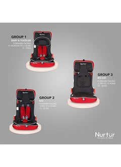 Nurtur Maverick Baby/Kids Compact Foldable Car Seat - Isofix - 10-Level Adjustable Headrest - 9 Months To 12 Years, , Black/Red  - Image 3