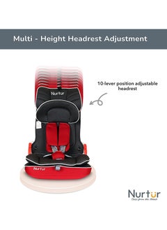 Nurtur Maverick Baby/Kids Compact Foldable Car Seat - Isofix - 10-Level Adjustable Headrest - 9 Months To 12 Years, , Black/Red  - Image 4