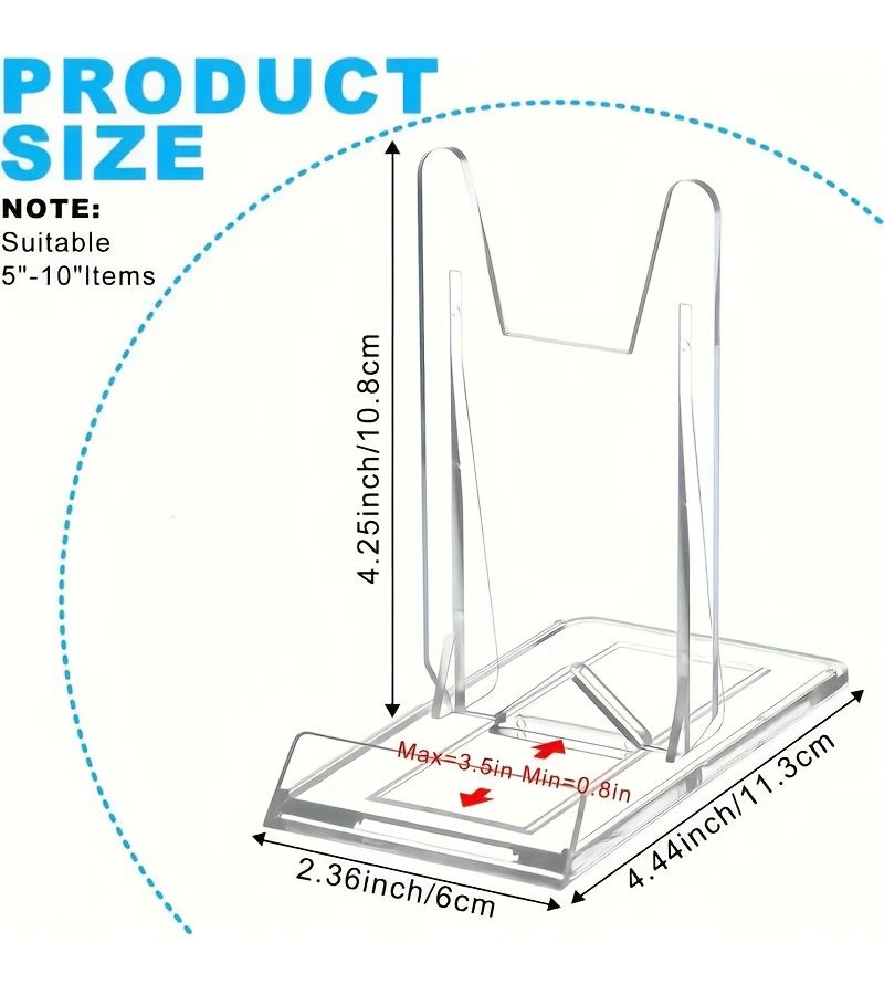 4 Pack Clear Acrylic Adjustable Wallet Display Stand Modern Handbag Holder Geometric Design - Image 4