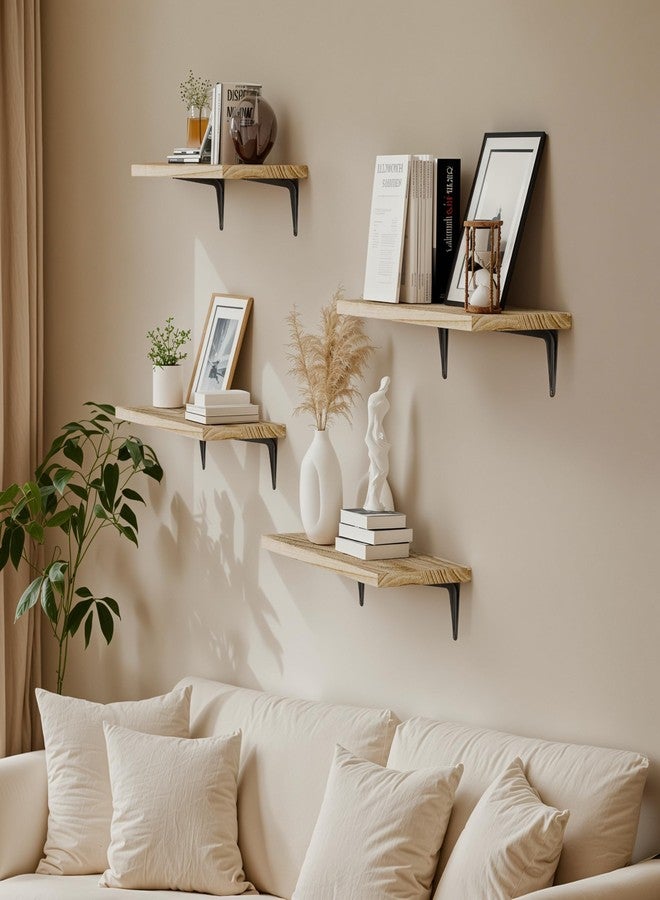 SKYSEN Floating Shelves for Wall Set of 6, 15.7in Wood Wall Shelf for Decor, Bathroom, Bedroom, Storage, Book,Kitchen, Living Room - Rustic Brown(fs-40-l) - Image 2