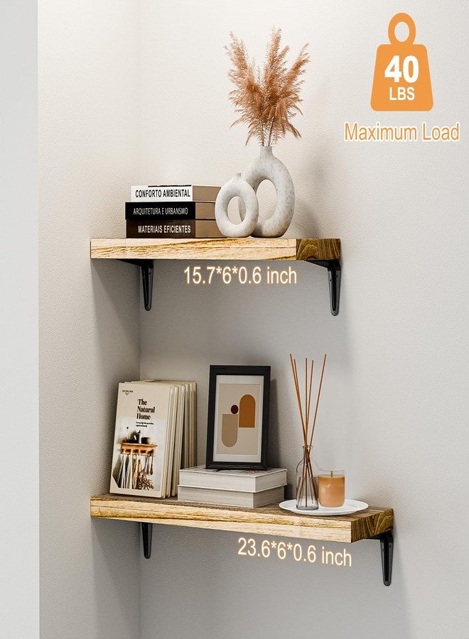SKYSEN Floating Shelves for Wall Set of 6, 15.7in Wood Wall Shelf for Decor, Bathroom, Bedroom, Storage, Book,Kitchen, Living Room - Rustic Brown(fs-40-l) - Image 4