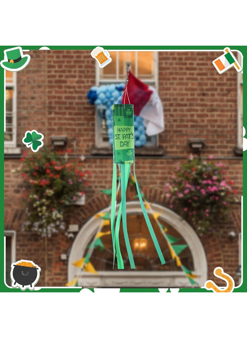 Moukeren Moukeren 4 Pack Windsock St Patricks Day Shamrock Seasonal Wind Sock Garden Outdoor Hanging Decor Wind Flag Heavy Duty for Valentine Xmas Snowman Yard Patio Lawn DecorationFestival Style  - Image 4