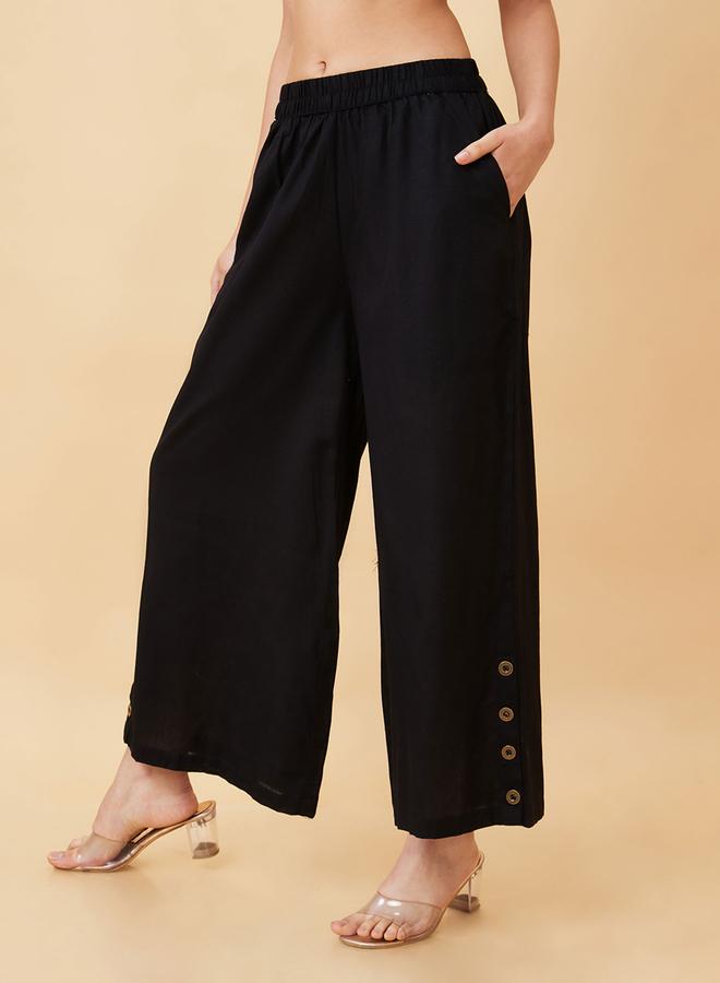 جلو باص بنطال بالازو عرقي واسع بتفصيلة أزرار - Image 4