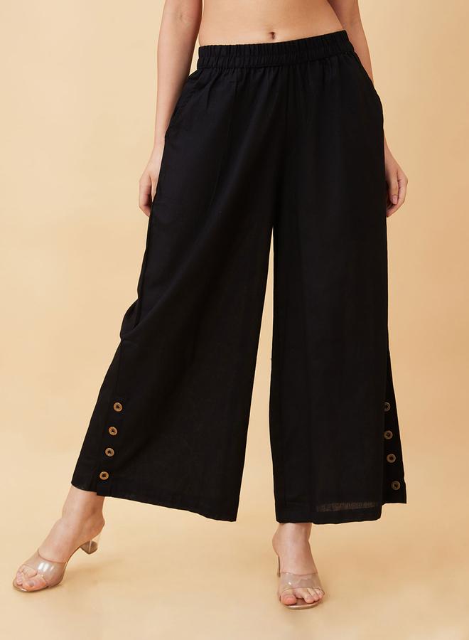 جلو باص بنطال بالازو عرقي واسع بتفصيلة أزرار - Image 2