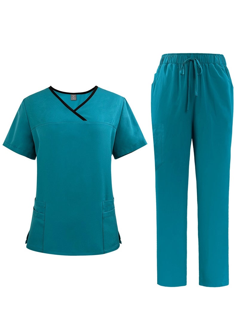 Hand washing clothes, split set, short sleeved brush clothes, women's dental clinic doctors' work clothes, medical uniforms - Image 1
