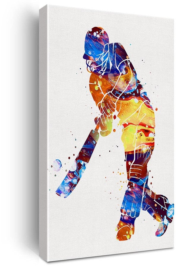 Nvhai Cricket Player Watercolor Wall Art Male Cricket Canvas Painting Prints for Home Wall Decor Framed Artwork Cricket Player Gifts(12x15 Inch) - Image 1