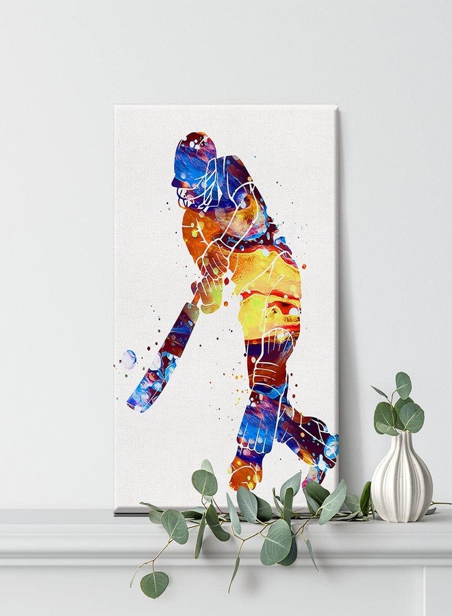 Nvhai Cricket Player Watercolor Wall Art Male Cricket Canvas Painting Prints for Home Wall Decor Framed Artwork Cricket Player Gifts(12x15 Inch) - Image 5