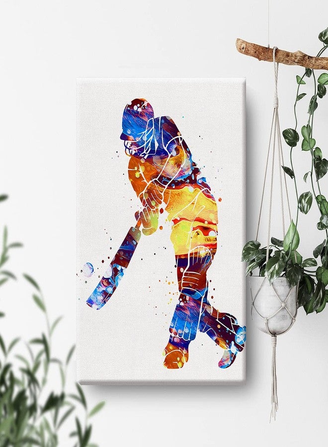 Nvhai Cricket Player Watercolor Wall Art Male Cricket Canvas Painting Prints for Home Wall Decor Framed Artwork Cricket Player Gifts(12x15 Inch) - Image 4