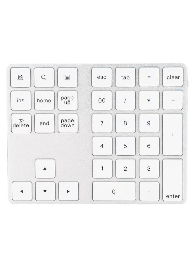 Thoraya - Wireless Number Pad BT Numeric Keypad 34 Key Keyboard HUB TypeC Fit for Windows Silver - Image 1