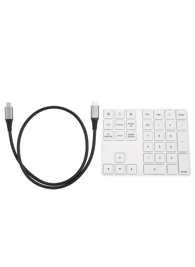 Thoraya - Wireless Number Pad BT Numeric Keypad 34 Key Keyboard HUB TypeC Fit for Windows Silver - Image 1