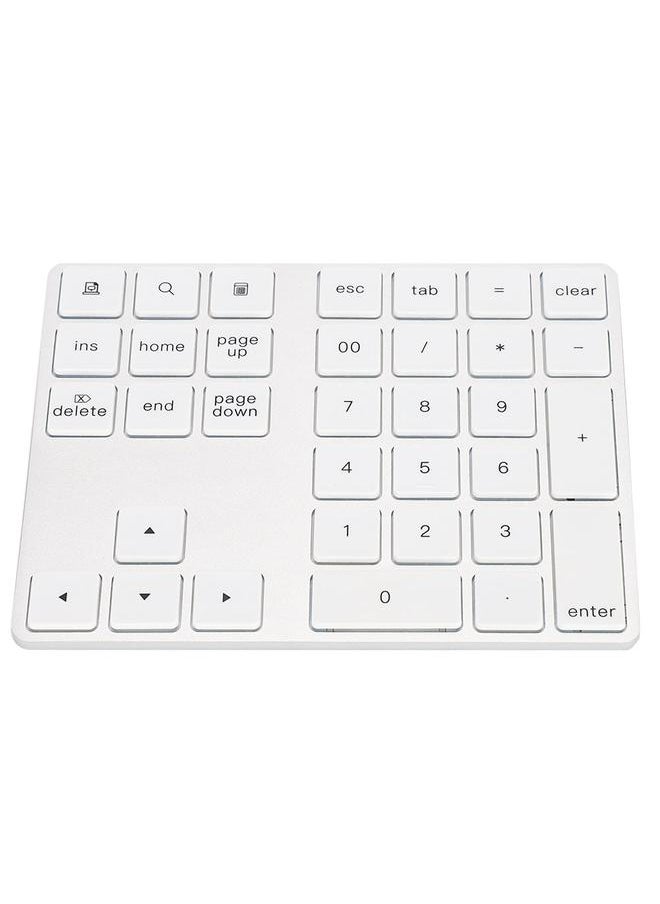 Thoraya - Wireless Number Pad BT Numeric Keypad 34 Key Keyboard HUB TypeC Fit for Windows Silver - Image 1