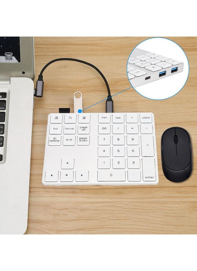 Thoraya - Wireless Number Pad BT Numeric Keypad 34 Key Keyboard HUB TypeC Fit for Windows Silver - Image 1