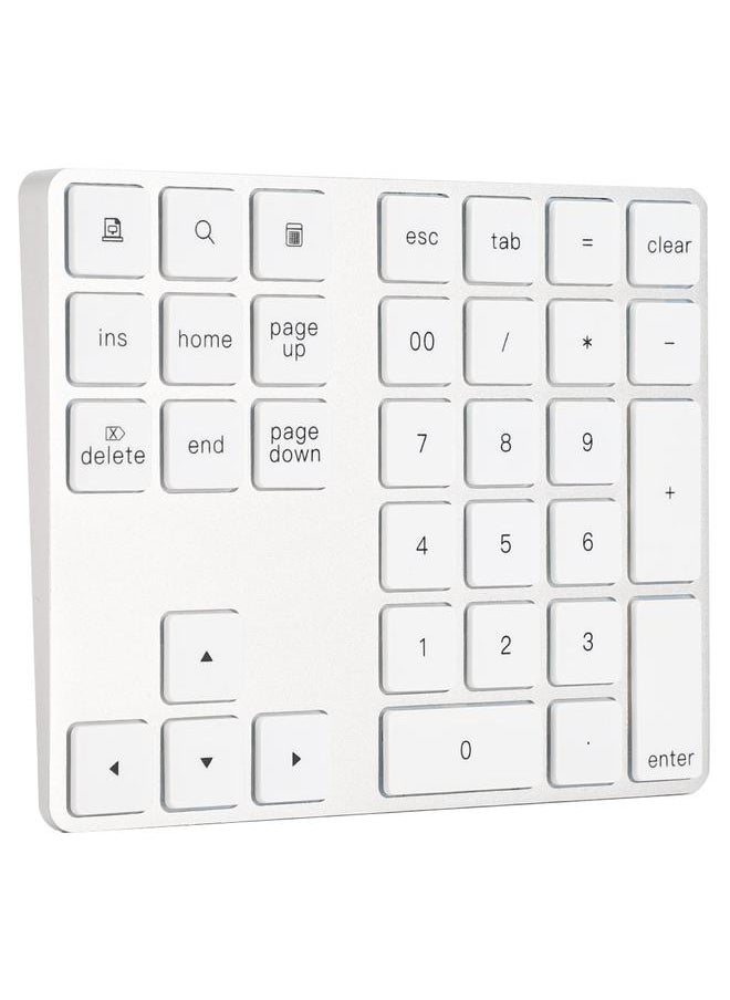Thoraya - Wireless Number Pad BT Numeric Keypad 34 Key Keyboard HUB TypeC Fit for Windows Silver - Image 1