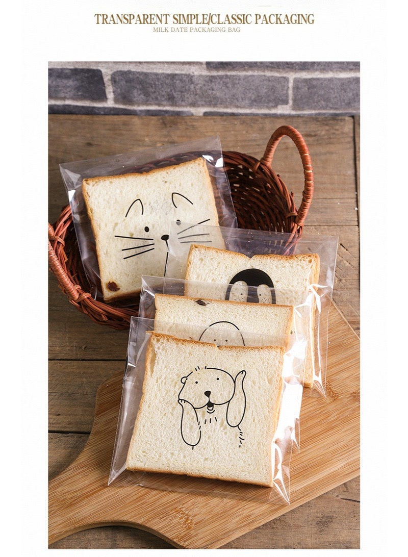 Kawkab 50pcs 15*18cm Self-Adhesive Cute Cookie Bags, Transparent Plastic Snack Bags, Seaable Bread Bags, Candy Bags, Used to Pack Bread Candy, Biscuits, Bakery, Party Gifts, Gifts, and Store Small Items such as Candy, Desserts, Jewelry, etc. - Image 4