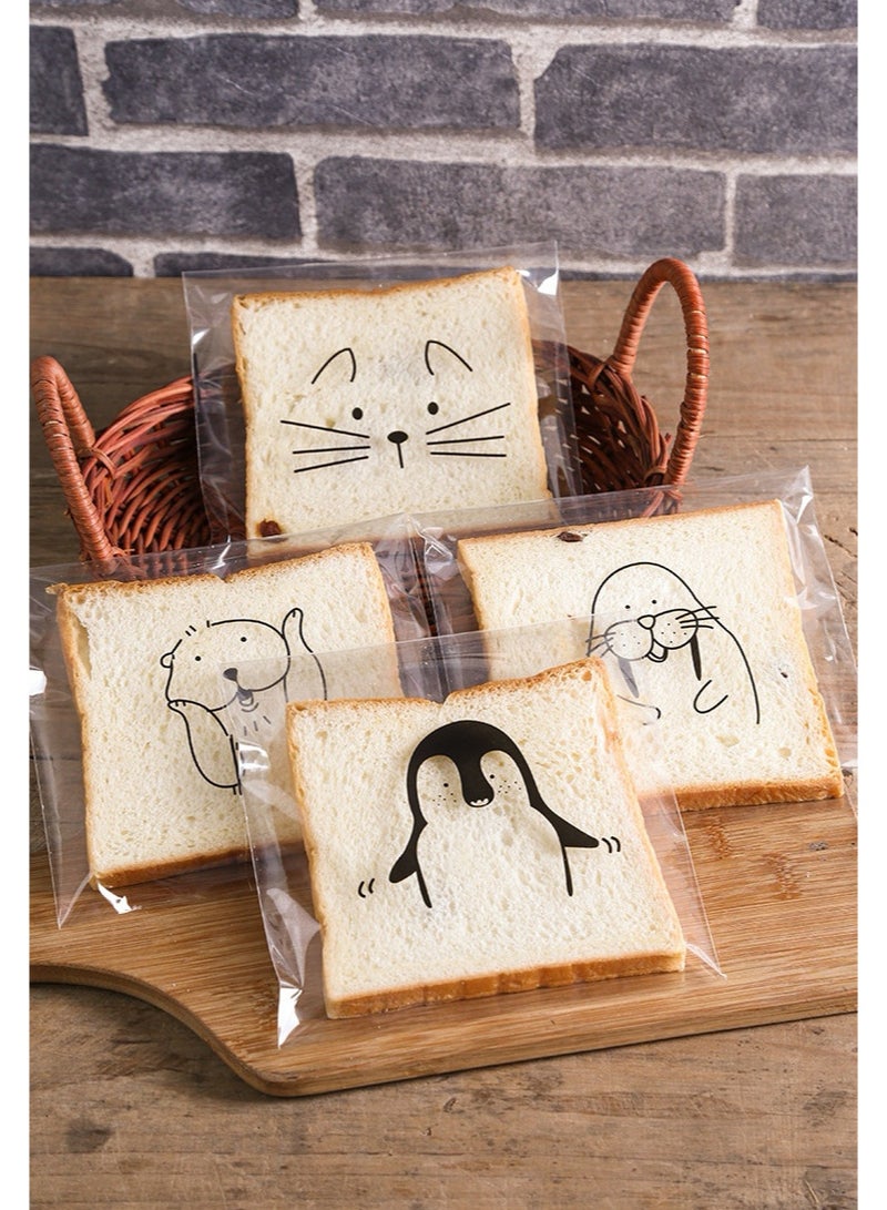 Kawkab 50pcs 15*18cm Self-Adhesive Cute Cookie Bags, Transparent Plastic Snack Bags, Seaable Bread Bags, Candy Bags, Used to Pack Bread Candy, Biscuits, Bakery, Party Gifts, Gifts, and Store Small Items such as Candy, Desserts, Jewelry, etc. - Image 2