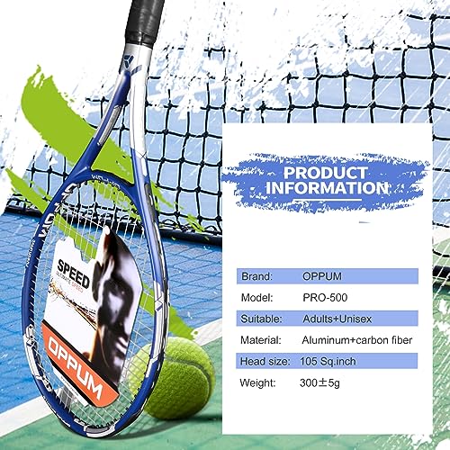 OPPUM 2-Pack Adult Tennis Rackets, 105 Sq Inch Oversized Head Pre-Strung for Beginners and Intermediate, Arm Friendly Vibration Control Set with Bag and Balls - Image 3