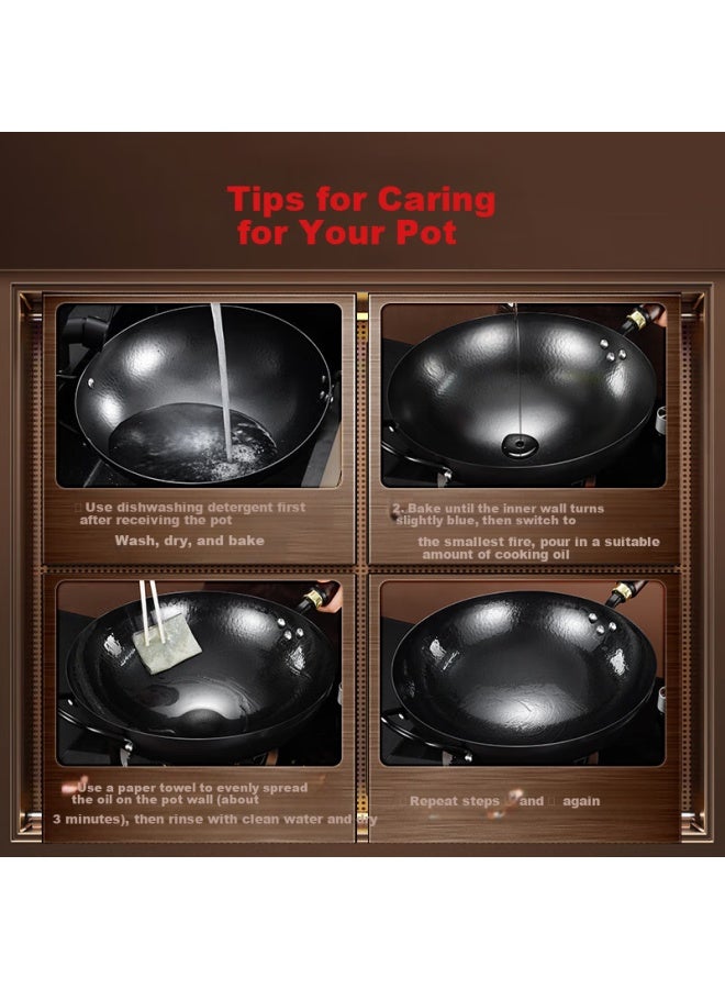 Ssgp Zhangqiu Forged Iron Wok, Non-coated Stir Fry Pan For Gas Stove, Traditional Round Bottom 30cm 37831