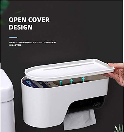 Zeinwap Self Adhesive Magic Sticker Series Wall Mount Tissue Toilet Paper Holder with Storage Mobile Stand White Pack of 1 - Image 4