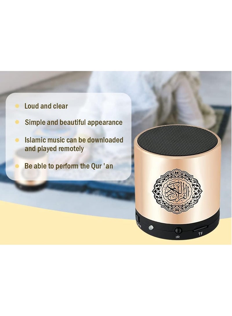 HONTON Digital Quran Speaker in Gold – comes with a remote control, featuring more than 18 reciters and 15 translations. High-quality Quran player available in Arabic, English, French, Urdu, and more. - Image 3