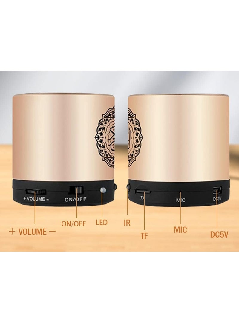 HONTON Digital Quran Speaker in Gold – comes with a remote control, featuring more than 18 reciters and 15 translations. High-quality Quran player available in Arabic, English, French, Urdu, and more. - Image 4