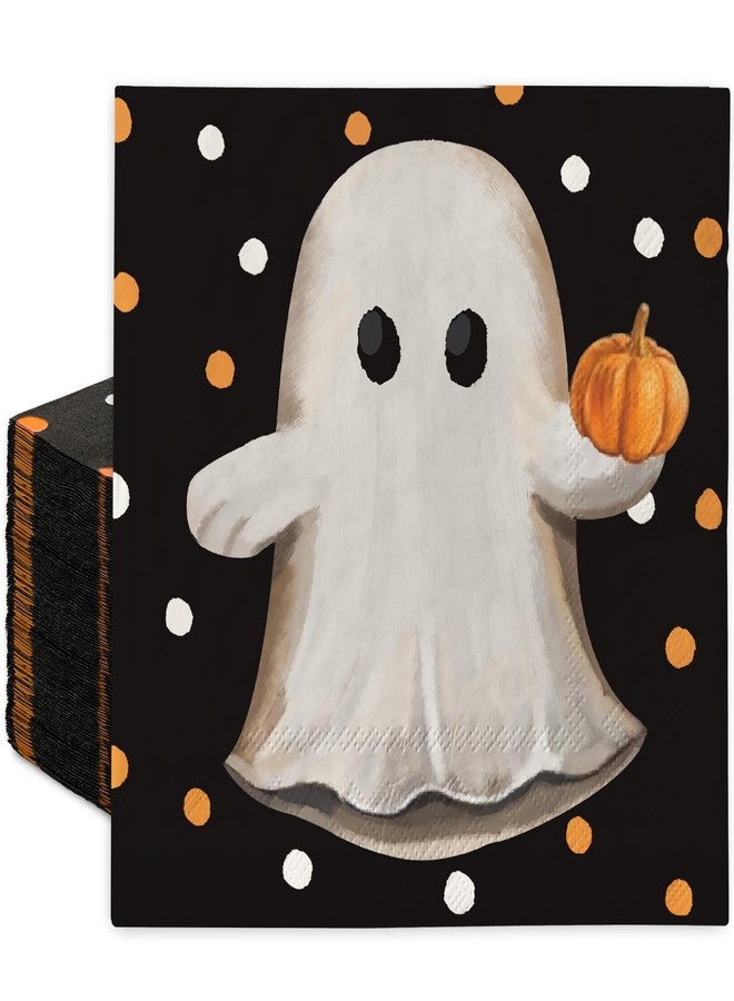 JarThenaAMCS 50 Pack Halloween Paper Napkins Ghost Pumpkin Polka Dots Disposable Luncheon Napkin Cute Spooky Dessert Dinner Hand Napkin for Dining Table - Image 1