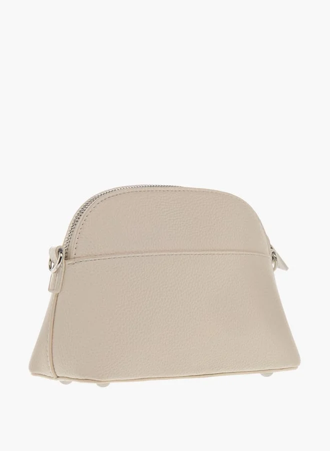 Flora Bella By Shoexpress Women Textured Crossbody Bag with Detachable Chain Strap and Zip Closure