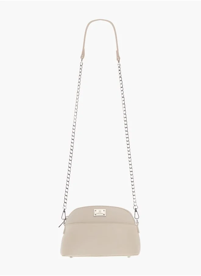 Flora Bella By Shoexpress Women Textured Crossbody Bag with Detachable Chain Strap and Zip Closure