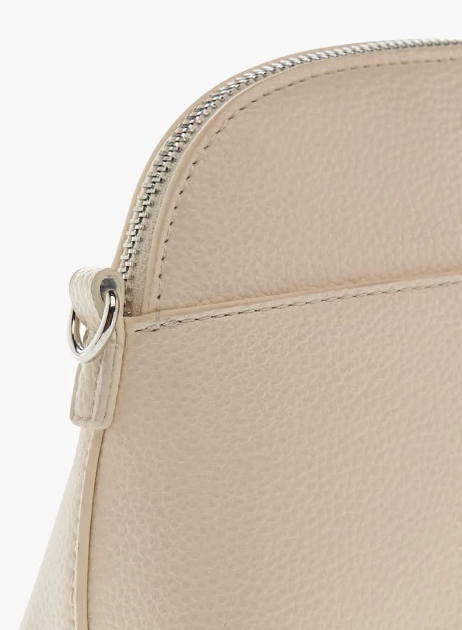 Flora Bella By Shoexpress Women Textured Crossbody Bag with Detachable Chain Strap and Zip Closure