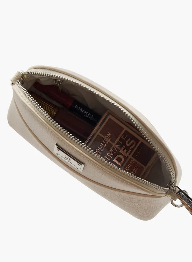Flora Bella By Shoexpress Women Textured Crossbody Bag with Detachable Chain Strap and Zip Closure